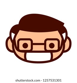 Vector Cartoon Cute Emoji Character With Medical Mask