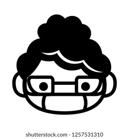 Vector Cartoon Cute Emoji Character With Medical Mask