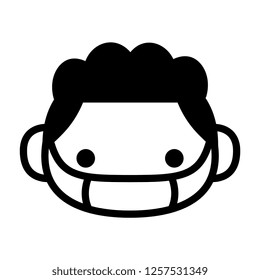 Vector Cartoon Cute Emoji Character With Medical Mask