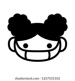 Vector Cartoon Cute Emoji Character With Medical Mask