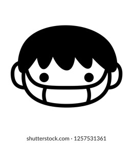 Vector Cartoon Cute Emoji Character With Medical Mask