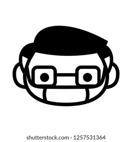 Vector Cartoon Cute Emoji Character With Medical Mask