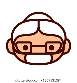 Vector Cartoon Cute Emoji Character With Medical Mask
