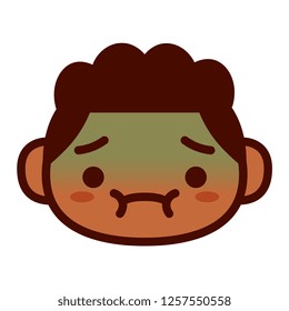 Vector Cartoon Cute Emoji Character With Nausea