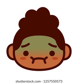 Vector Cartoon Cute Emoji Character With Nausea