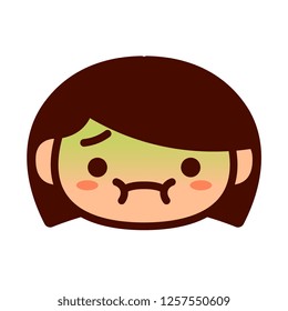 Vector Cartoon Cute Emoji Character With Nausea