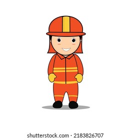 caricatura vectorial linda brigada de fuego con gafas