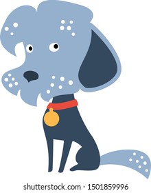 Vector cartoon cute funny black Mongrel or Mixed breed dog in flat style
