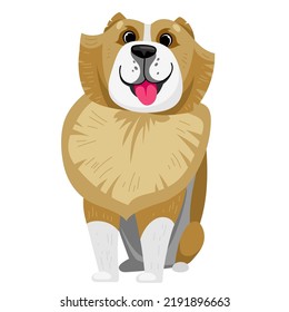 Vector cartoon cute funny dog. Breed central asian sheperd