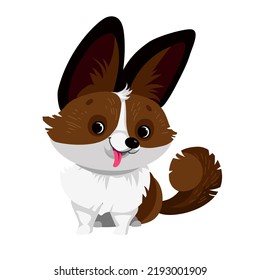 Vector cartoon cute funny dog. Breed cardigan welsh corgi