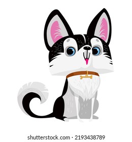 Vector cartoon cute funny dog. Breed alaskan klee kai