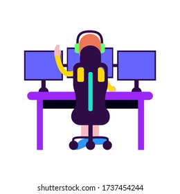 Vector Cartoon Cute Gamer Character Illustration Isolated