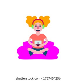 Vector Cartoon Cute Gamer Character Illustration Isolated