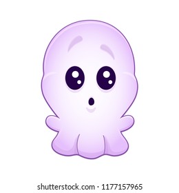 vector Cartoon cute ghost. Isolated on white. Illustration. Cartoon vector cute ghost. halloween card. Isolated on white. Isolated on white. Funny emoticon.  Greeting card. eps 10