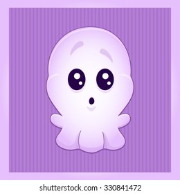 vector Cartoon cute ghost. Isolated on white. Illustration. Cartoon vector cute ghost. halloween card. Isolated on white. Isolated on white. Funny emoticon.  Greeting card. eps 10