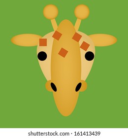 Vector Cartoon Cute Giraffe Face Icon Isolated