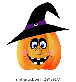 Vector Cartoon Cute Halloween Pumpkin With Hat