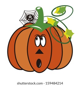 Vector Cartoon Cute Halloween Pumpkin With Face Isolated