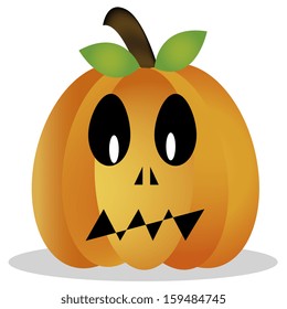 Vector Cartoon Cute Halloween Pumpkin With Face Isolated