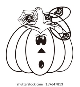 Vector Cartoon Cute Halloween  Pumpkin Isolated Icon