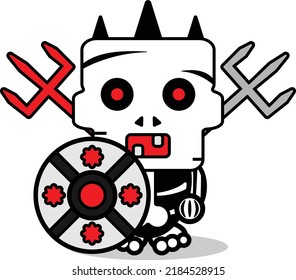 vector cartoon cute halloween skull autumn army mascot character