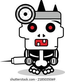 vector cartoon cute halloween skull mascot character autumn doctor