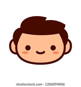 Vector Cartoon Cute Happy Boy Icon Isolated