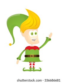vector cartoon cute happy Christmas elf isolated on white background. merry christmas illustration