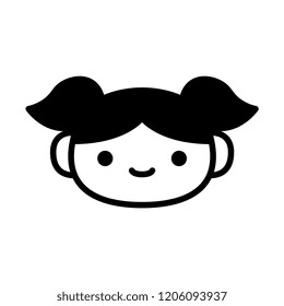 Vector Cartoon Cute Happy Girl Icon Isolated