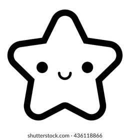 Vector Cartoon Cute Happy Star Icon Isolated