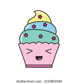 Icono De Crema De Hielo Cuta De Dibujo Vector Aislado En Fondo Blanco