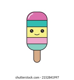 Vektorcartoon-Cute-Eiscreme-Symbol einzeln auf weißem Hintergrund