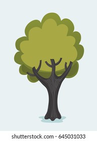 Vector cartoon cute illustration of Forest tree