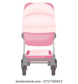 Vetor desenho animado imagem fofa de um carrinho de bebê. Conceito de cuidar de um bebê e criança. Paternidade. Elemento para seu design. Partido neutro em termos de gênero.