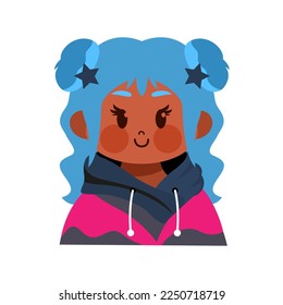 Vector Cartoon Cute Kawaii Kid Face Isolated