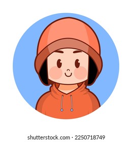 Vector Cartoon Cute Kawaii Kid Face Isolated