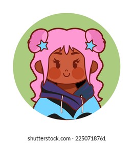 Vector Cartoon Cute Kawaii Kid Face Isolated