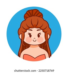 Vector Cartoon Cute Kawaii Kid Face Isolated