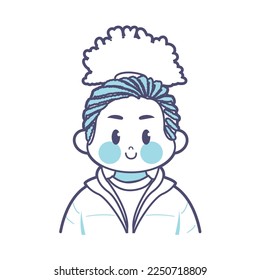 Vector Cartoon Cute Kawaii Kid Face Isolated