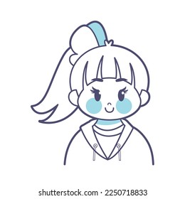 Vector Cartoon Cute Kawaii Kid Face Isolated