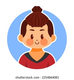 Vector Cartoon Cute Kawaii Kid Face Isolated