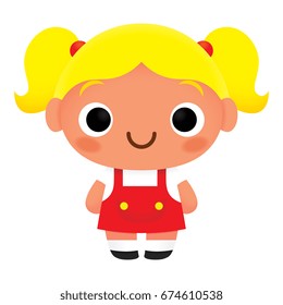 Vector Cartoon Cute Kid Isolated On White Background