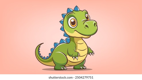 Vector cartoon cute kind little baby dinosaur. Prehistoric ancient animal. Kid toy. Sticker child dino rex. Mythical young dragon cub.