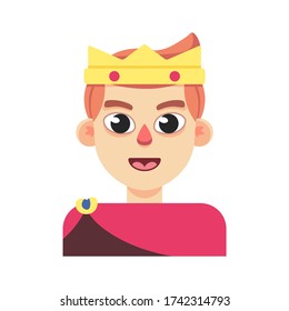 Vector Cartoon Cute King Character Icon Isolated