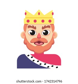 Vector Cartoon Cute King Character Icon Isolated