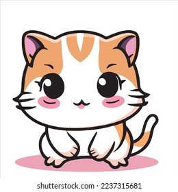 vector cartoon of a cute kitten