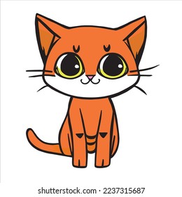 vector cartoon of a cute kitten