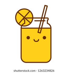 Vector Cartoon Cute Lemonade Icon Isolated On White Background
