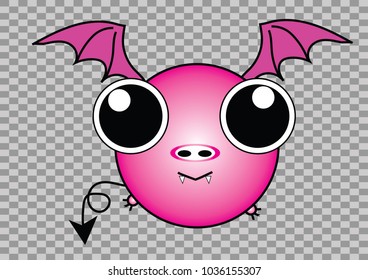 Vector Cartoon cute little bat Background for children, fun party,cute isolated on transparent background.