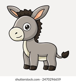 Vector cartoon cute little donkey